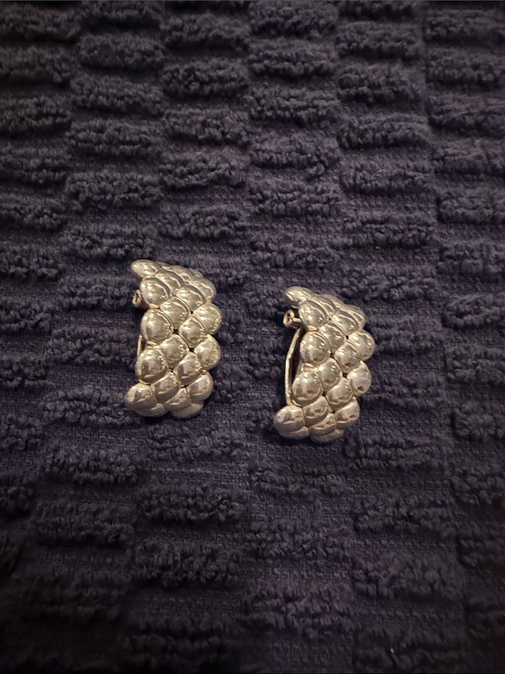 Sterling Silver Textured pierced Earrings - Women Accessories